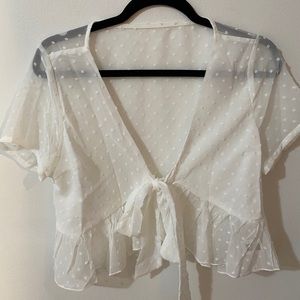 Sheer Tie Front Blouse